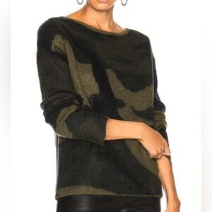 Rag & Bone Sinclair Mohair Blend Crew Neck Sweater, Army Green Camo Print, Small